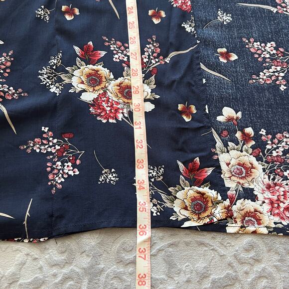 Amaryllis Dark Navy Floral Print Kimono S/M - Picture 10 of 10